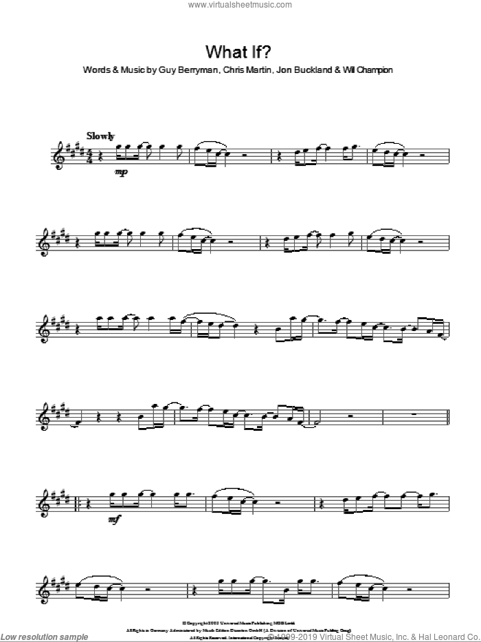 What If? sheet music for voice and other instruments (fake book) by Coldplay, Chris Martin, Guy Berryman, Jon Buckland and Will Champion, intermediate skill level