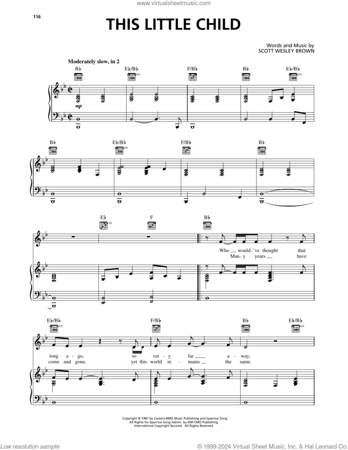 This Little Child sheet music for voice, piano or guitar by Scott Wesley Brown, intermediate skill level