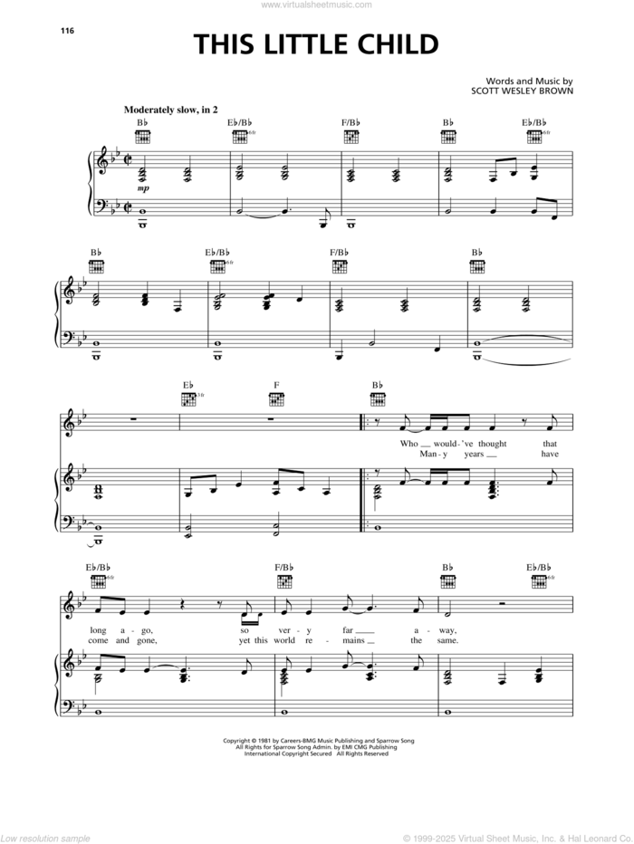 This Little Child sheet music for voice, piano or guitar by Scott Wesley Brown, intermediate skill level