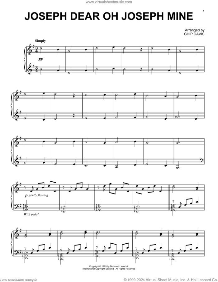 Joseph Dear Oh Joseph Mine sheet music for piano solo by Mannheim Steamroller and Chip Davis, intermediate skill level