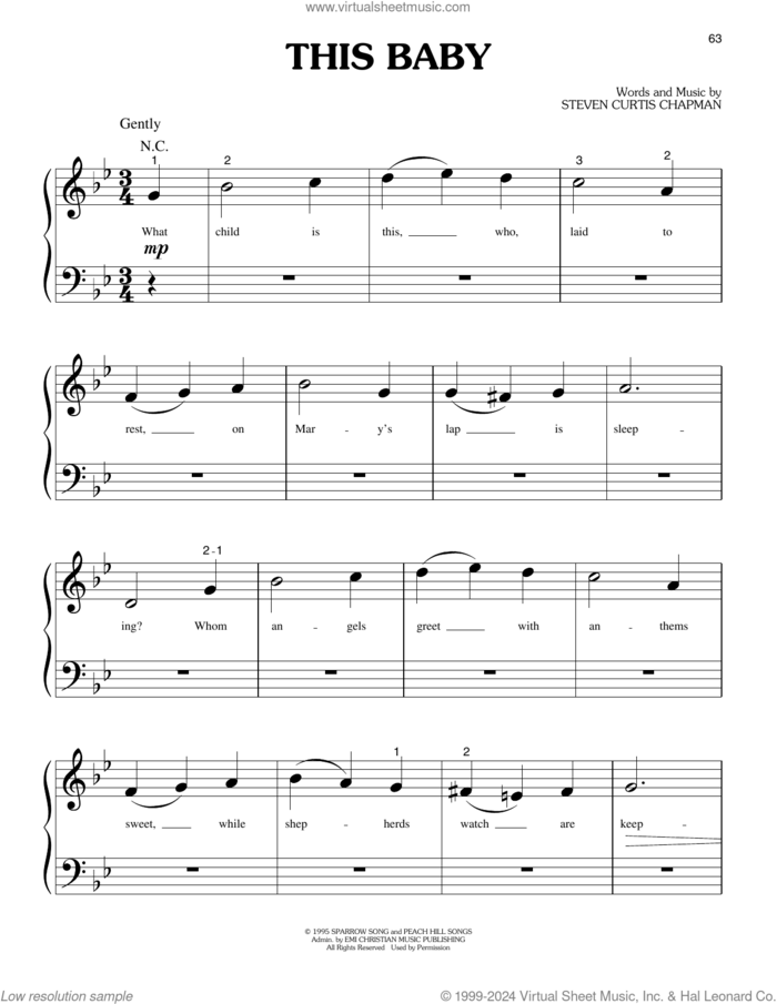 This Baby sheet music for piano solo (big note book) by Steven Curtis Chapman, easy piano (big note book)