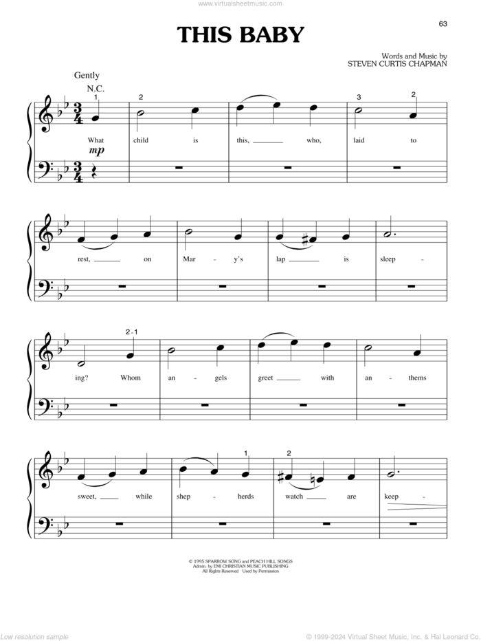 This Baby sheet music for piano solo (big note book) by Steven Curtis Chapman, easy piano (big note book)