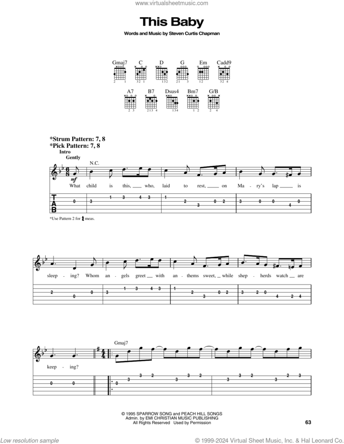 This Baby sheet music for guitar solo (easy tablature) by Steven Curtis Chapman, easy guitar (easy tablature)