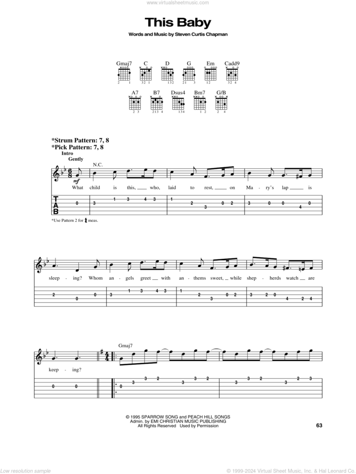 This Baby sheet music for guitar solo (easy tablature) by Steven Curtis Chapman, easy guitar (easy tablature)