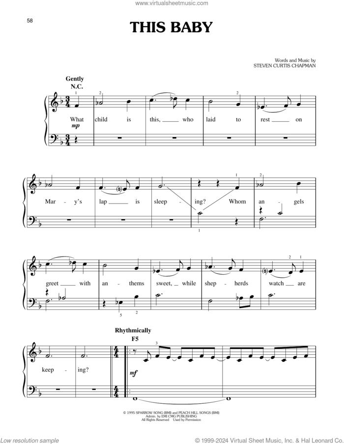 This Baby, (easy) sheet music for piano solo by Steven Curtis Chapman, easy skill level