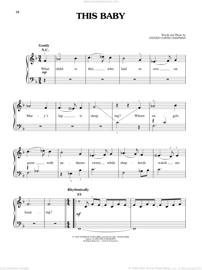 This Baby, (easy) sheet music for piano solo by Steven Curtis Chapman, easy skill level