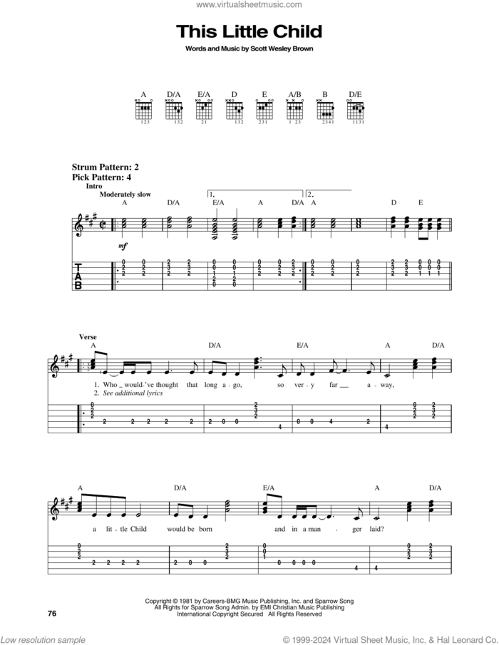 This Little Child sheet music for guitar solo (easy tablature) by Scott Wesley Brown, easy guitar (easy tablature)