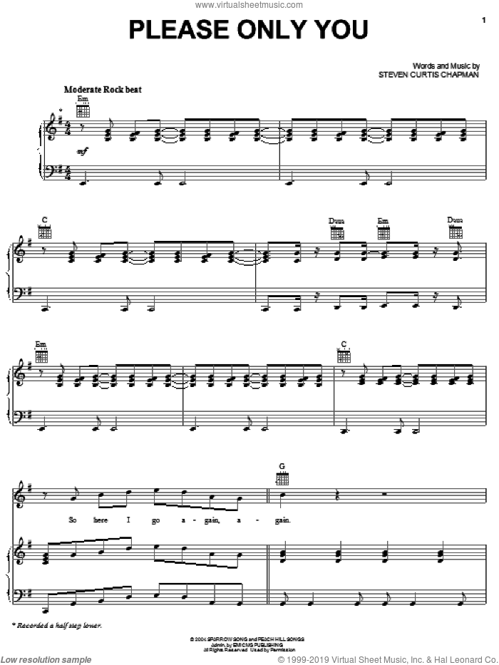 Please Only You sheet music for voice, piano or guitar by Steven Curtis Chapman, intermediate skill level