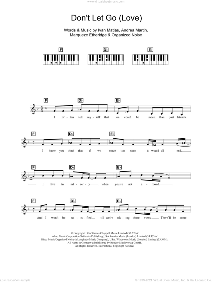 Don't Let Go (Love) sheet music for piano solo (chords, lyrics, melody) by En Vogue, Andrea Martin, Ivan Matias, Marqueze Etheridge and Organized Noise, intermediate piano (chords, lyrics, melody)