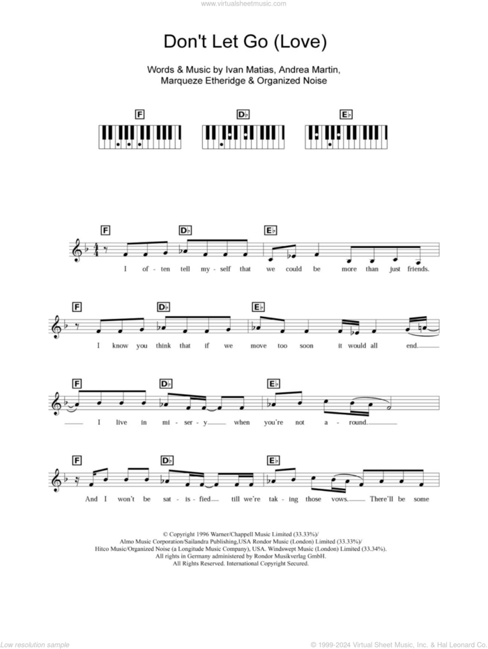 Don't Let Go (Love) sheet music for piano solo (chords, lyrics, melody) by En Vogue, Andrea Martin, Ivan Matias, Marqueze Etheridge and Organized Noise, intermediate piano (chords, lyrics, melody)