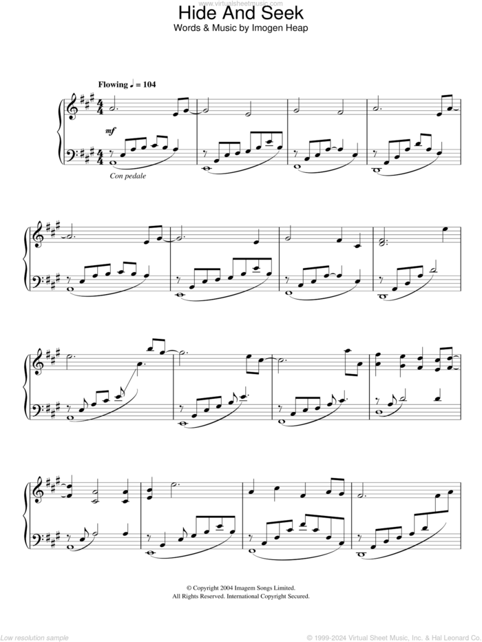 Hide And Seek by Imogen Heap - Voice - Digital Sheet Music