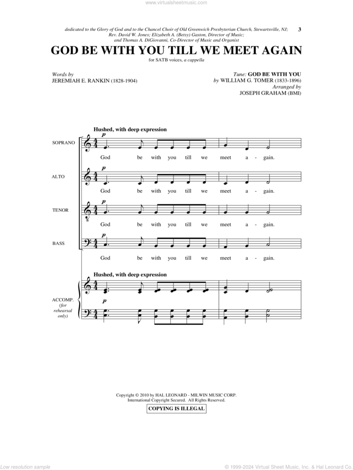 God Be With You Till We Meet Again sheet music for choir (SATB: soprano, alto, tenor, bass) by Joseph Graham, intermediate skill level