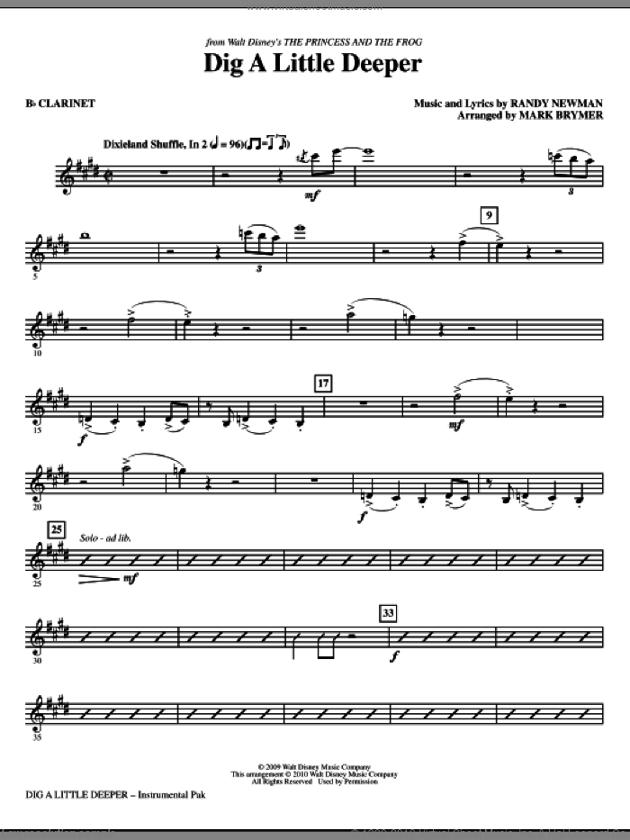 Dig A Little Deeper (from The Princess And The Frog) (complete set of parts) sheet music for orchestra/band (Rhythm) by Mark Brymer and Randy Newman, intermediate skill level
