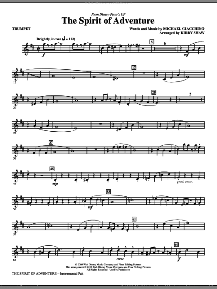 The Spirit Of Adventure (complete set of parts) sheet music for orchestra/band by Kirby Shaw and Michael Giacchino, intermediate skill level