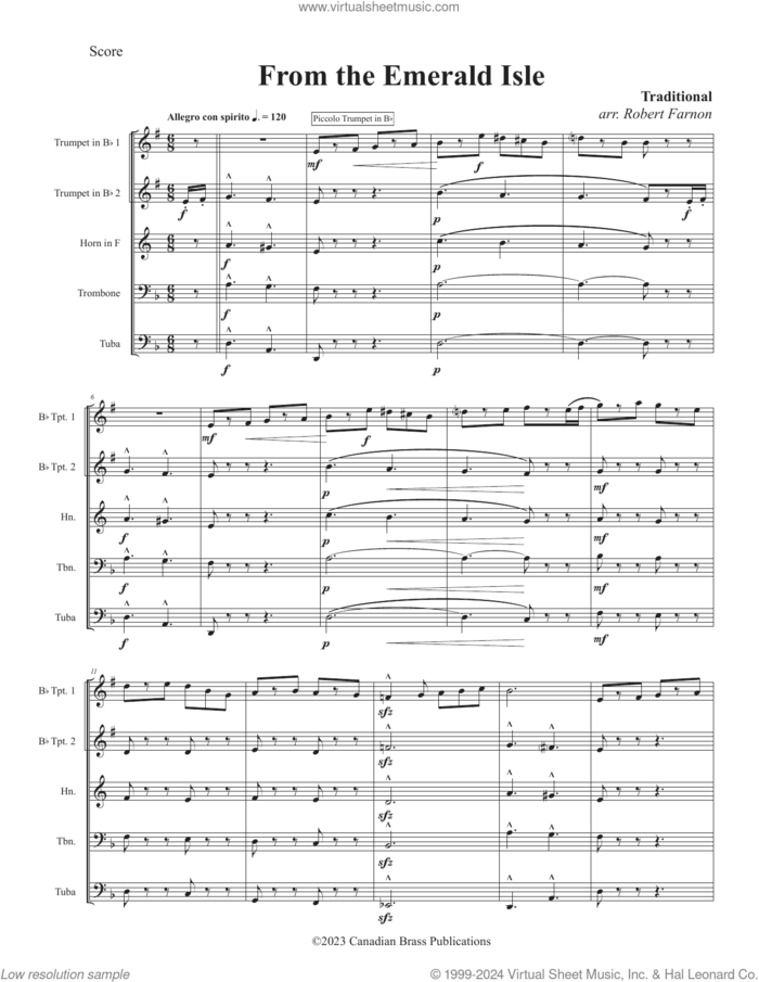 From The Emerald Isle (COMPLETE) sheet music for brass quintet by Canadian Brass, Miscellaneous and Robert Farnon, classical score, intermediate skill level