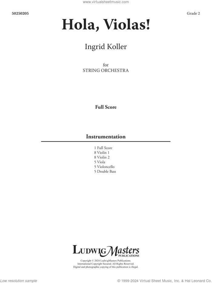 Hola, Violas! (COMPLETE) sheet music for orchestra by Ingrid Koller, intermediate skill level