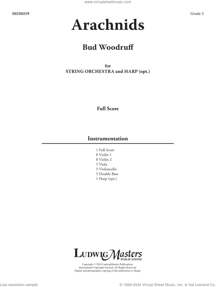 Arachnids (COMPLETE) sheet music for orchestra by Bud Woodruff, intermediate skill level