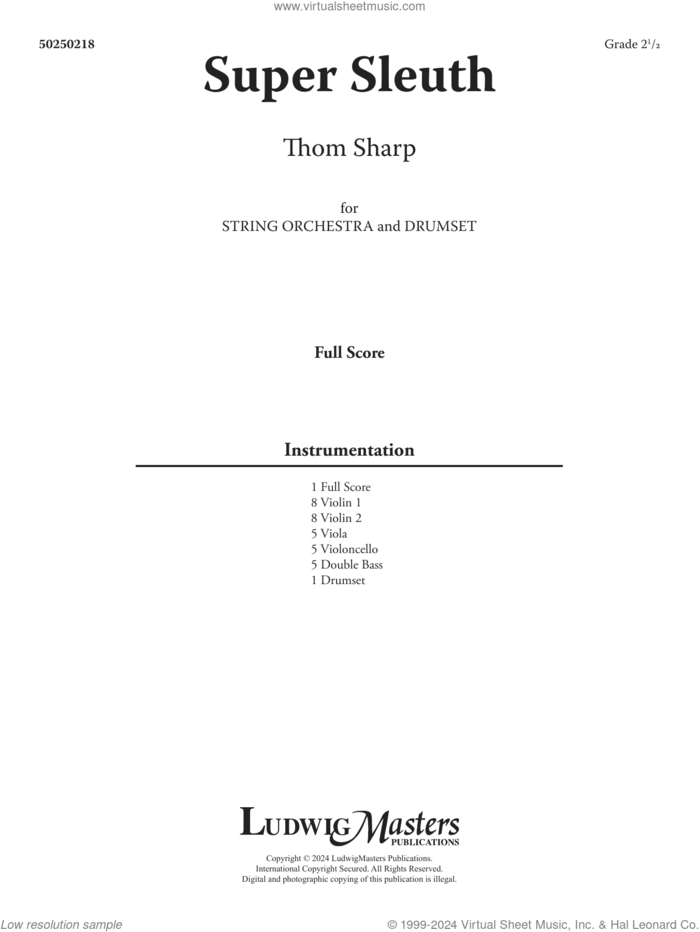 Super Sleuth (COMPLETE) sheet music for orchestra by Thom Sharp, intermediate skill level