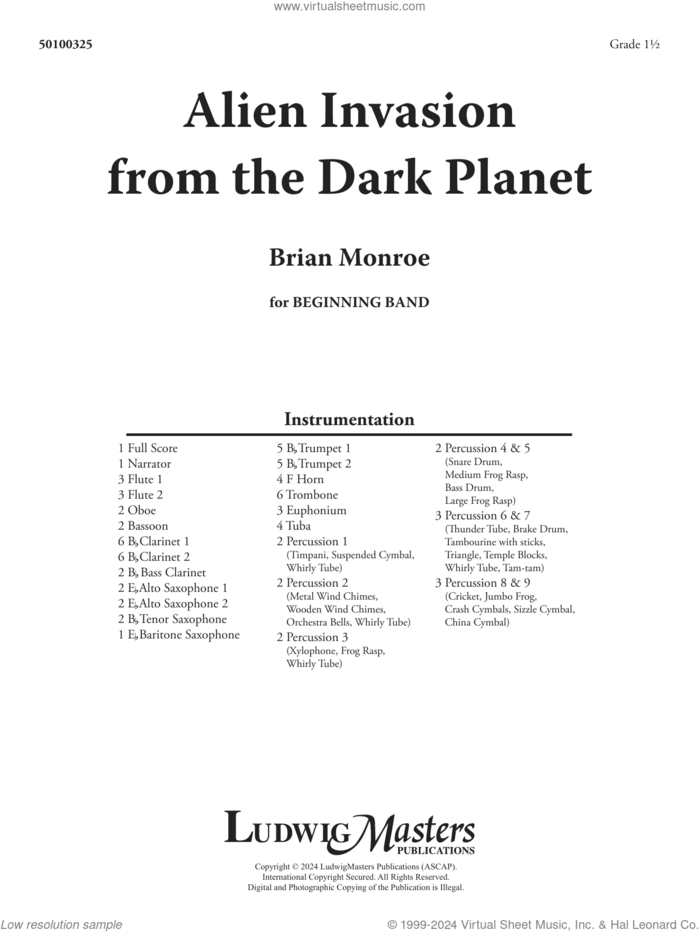 Alien Invasion From The Dark Planet (COMPLETE) sheet music for concert band by Brian Monroe, intermediate skill level