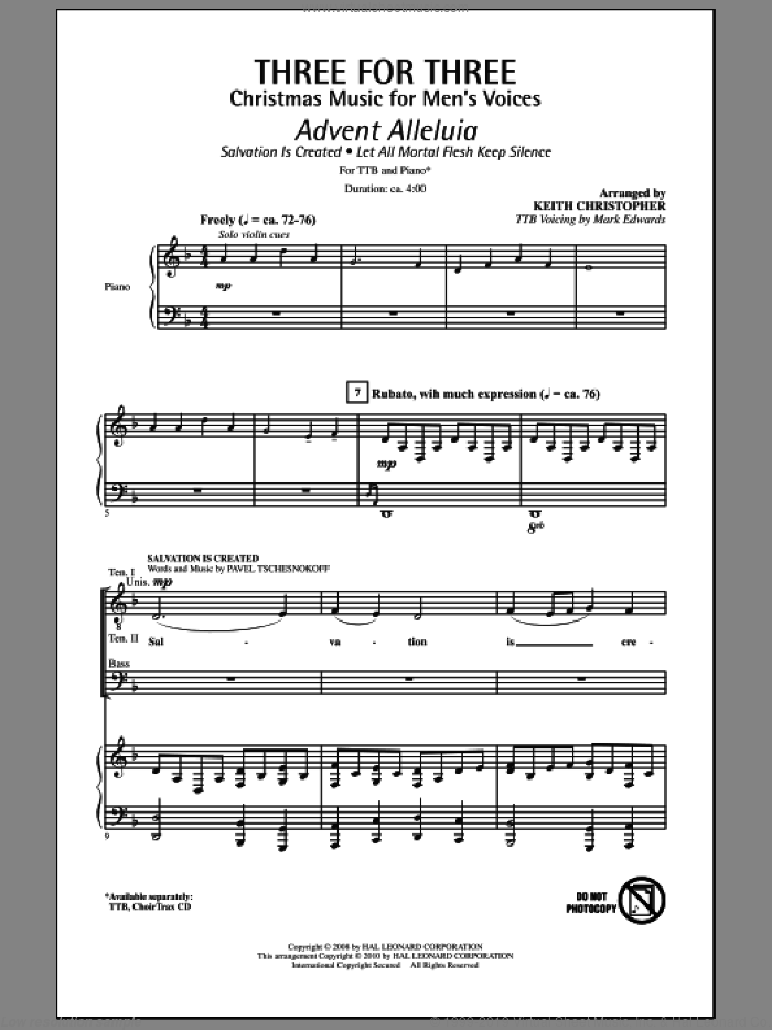 Three For Three - Three Songs For Three Parts - Volume 2 sheet music for choir (TTBB: tenor, bass) by John Purifoy, Benjamin Harlan and Keith Christopher, intermediate skill level
