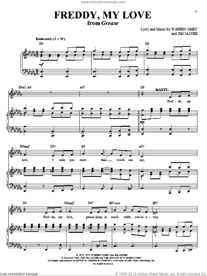 Bullens Freddy My Love Sheet Music For Voice Piano Or Guitar