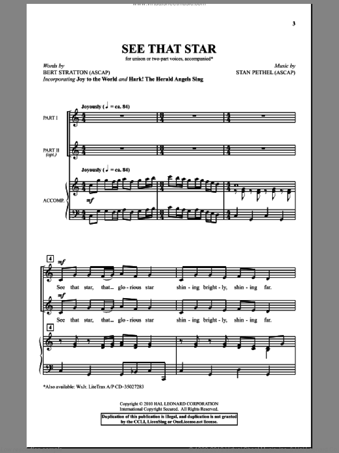 See That Star sheet music for choir (2-Part) by Bert Stratton and Stan Pethel, intermediate duet