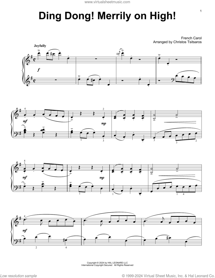 Ding Dong! Merrily On High! (arr. Christos Tsitsaros) sheet music for voice and other instruments (E-Z Play)  and Christos Tsitsaros, easy skill level