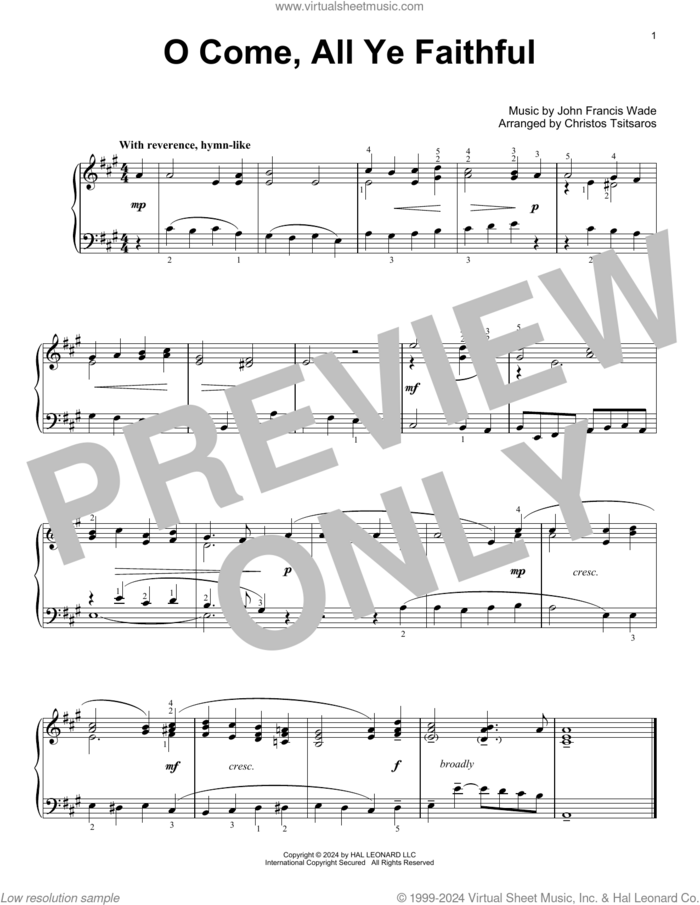 O Come, All Ye Faithful (arr. Christos Tsitsaros) sheet music for voice and other instruments (E-Z Play) by John Francis Wade and Christos Tsitsaros, easy skill level