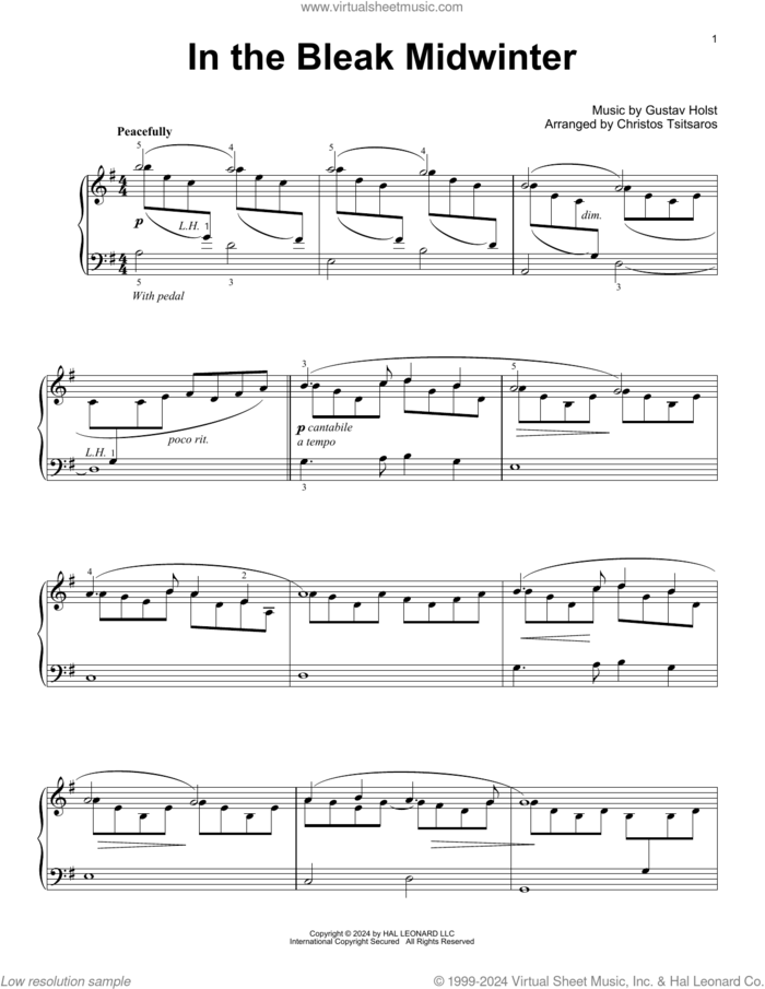 In The Bleak Midwinter (arr. Christos Tsitsaros) sheet music for voice and other instruments (E-Z Play) by Gustav Holst and Christos Tsitsaros, easy skill level