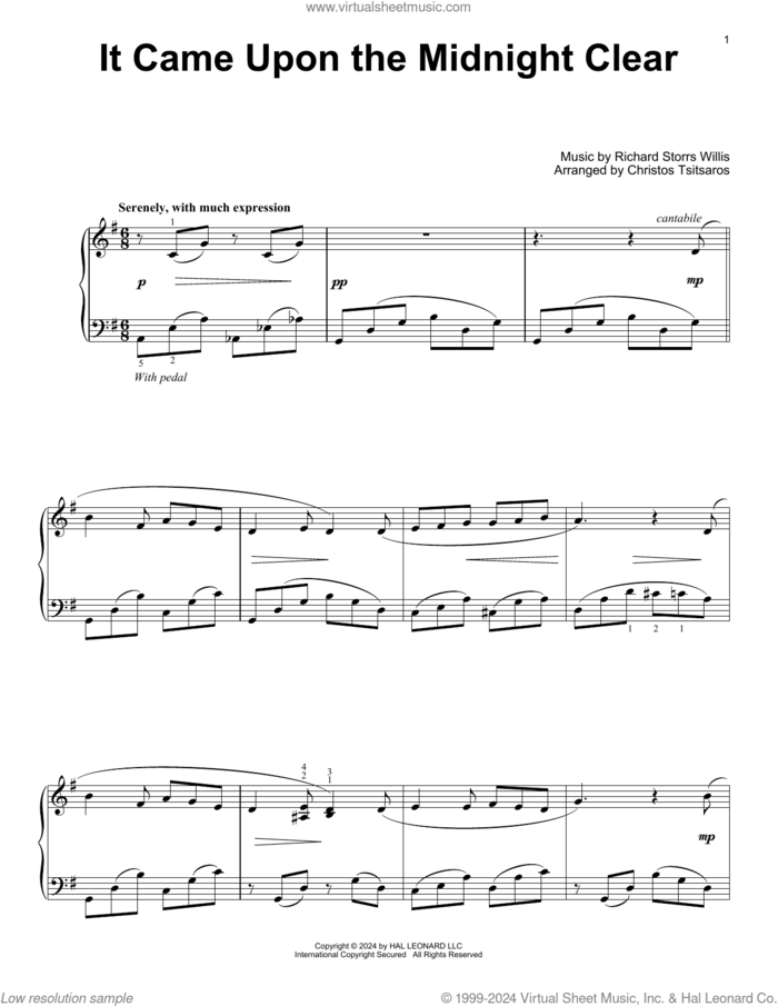 It Came Upon The Midnight Clear (arr. Christos Tsitsaros) sheet music for voice and other instruments (E-Z Play) by Richard Storrs Willis, Christos Tsitsaros and Edmund Hamilton Sears, easy skill level