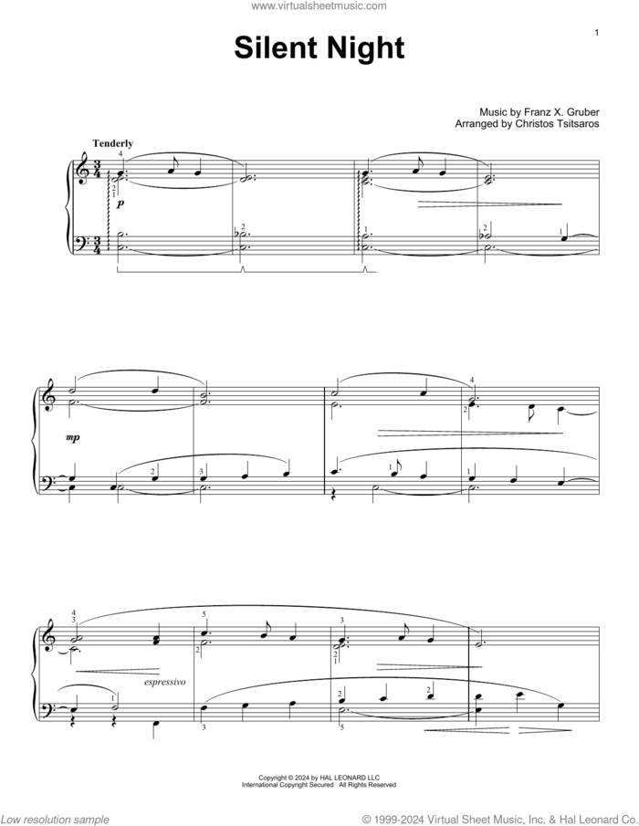 Silent Night (arr. Christos Tsitsaros) sheet music for voice and other instruments (E-Z Play) by Franz Gruber and Christos Tsitsaros, easy skill level