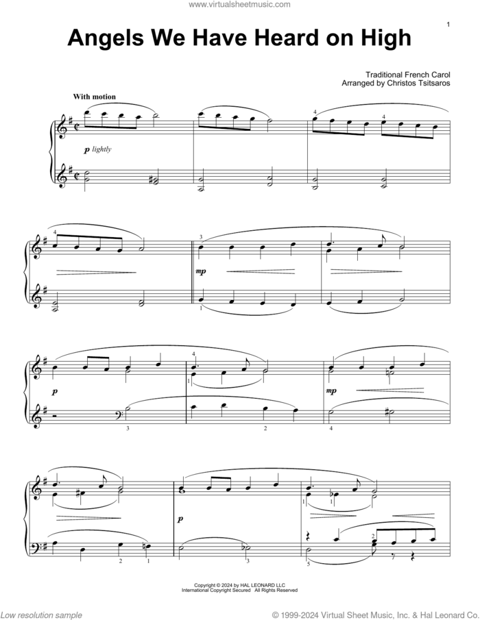 Angels We Have Heard On High (arr. Christos Tsitsaros) sheet music for voice and other instruments (E-Z Play)  and Christos Tsitsaros, easy skill level