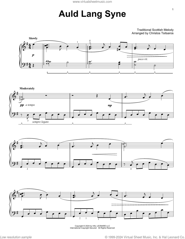 Auld Lang Syne (arr. Christos Tsitsaros) sheet music for voice and other instruments (E-Z Play) by Traditional Scottish Melody and Christos Tsitsaros, easy skill level