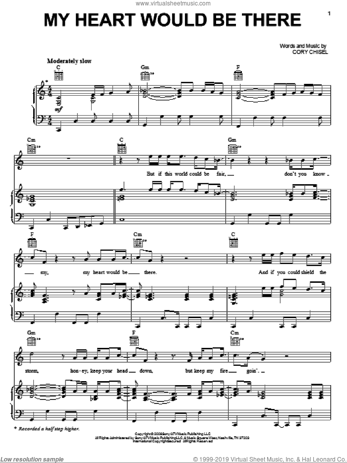My Heart Would Be There sheet music for voice, piano or guitar by Cory Chisel And The Wandering Sons and Cory Chisel, intermediate skill level