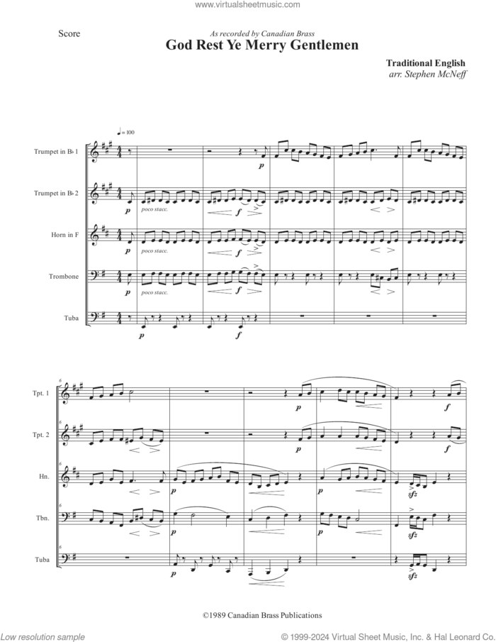 God Rest Ye Merry Gentlemen (COMPLETE) sheet music for brass ensemble by Canadian Brass, Miscellaneous and Stephen McNeff, intermediate skill level