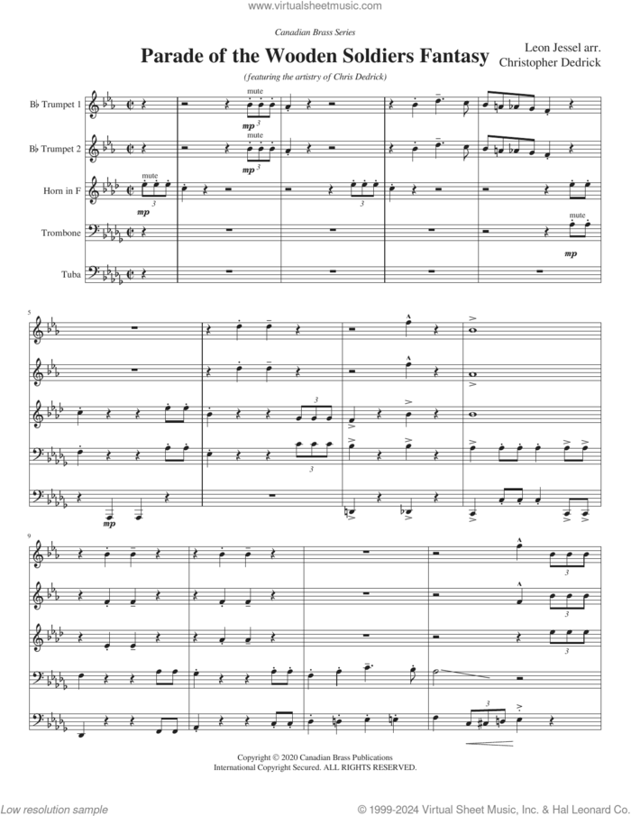 Parade of the Wooden Soldiers Fantasy (COMPLETE) sheet music for brass quintet by Canadian Brass, Christopher Dedrick and Leon Jessel, classical score, intermediate skill level