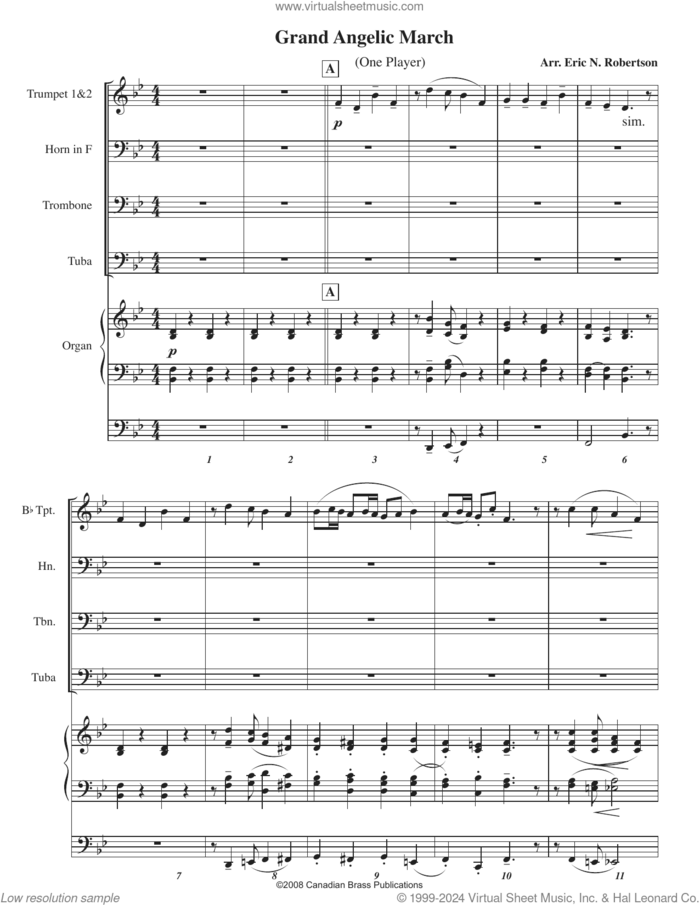 Grand Angelic March (with Organ) (COMPLETE) sheet music for brass quintet by Canadian Brass, Eric Robertson and Miscellaneous, classical score, intermediate skill level