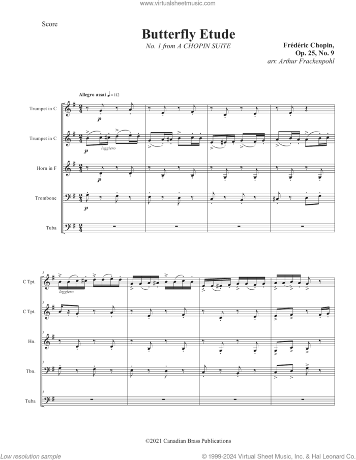 Chopin Suite (COMPLETE) sheet music for brass quintet by Canadian Brass, Arthur Frackenpohl and Frederic Chopin, classical score, intermediate skill level