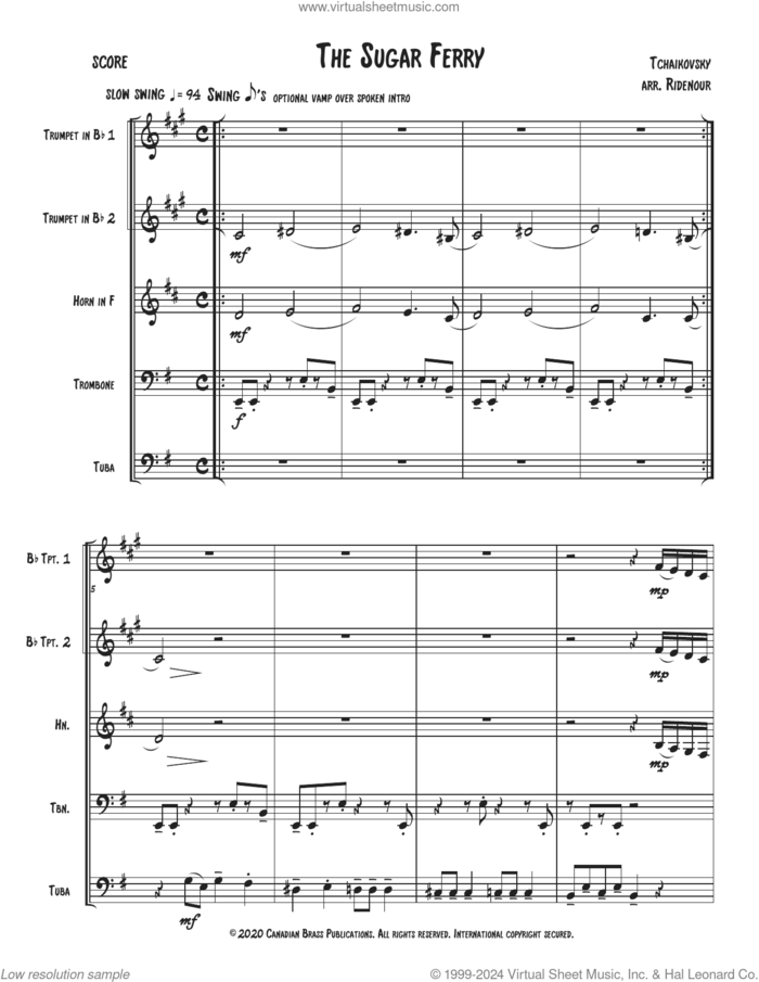 The Sugar Ferry (COMPLETE) sheet music for brass quintet by Canadian Brass, Brandon Ridenour and Pyotr Ilyich Tchaikovsky, classical score, intermediate skill level