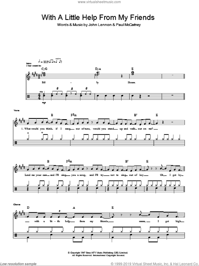 With A Little Help From My Friends sheet music for voice and other instruments (fake book) by The Beatles, John Lennon and Paul McCartney, intermediate skill level