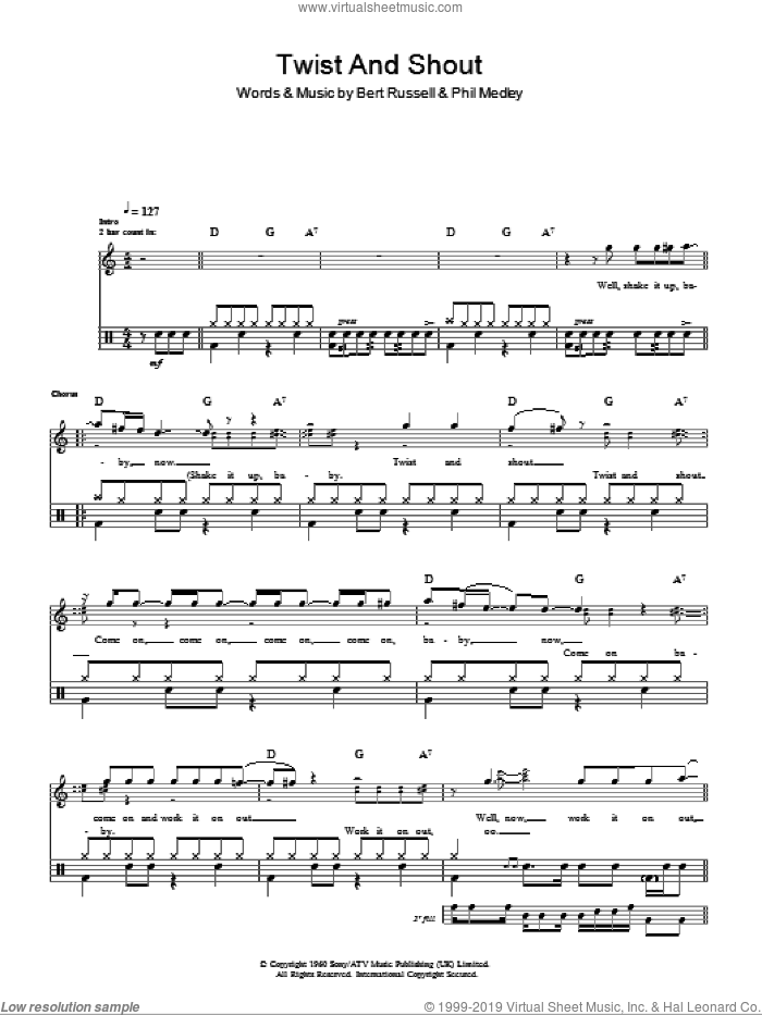 Twist And Shout sheet music for voice and other instruments (fake book) by The Beatles, Bert Russell and Phil Medley, intermediate skill level