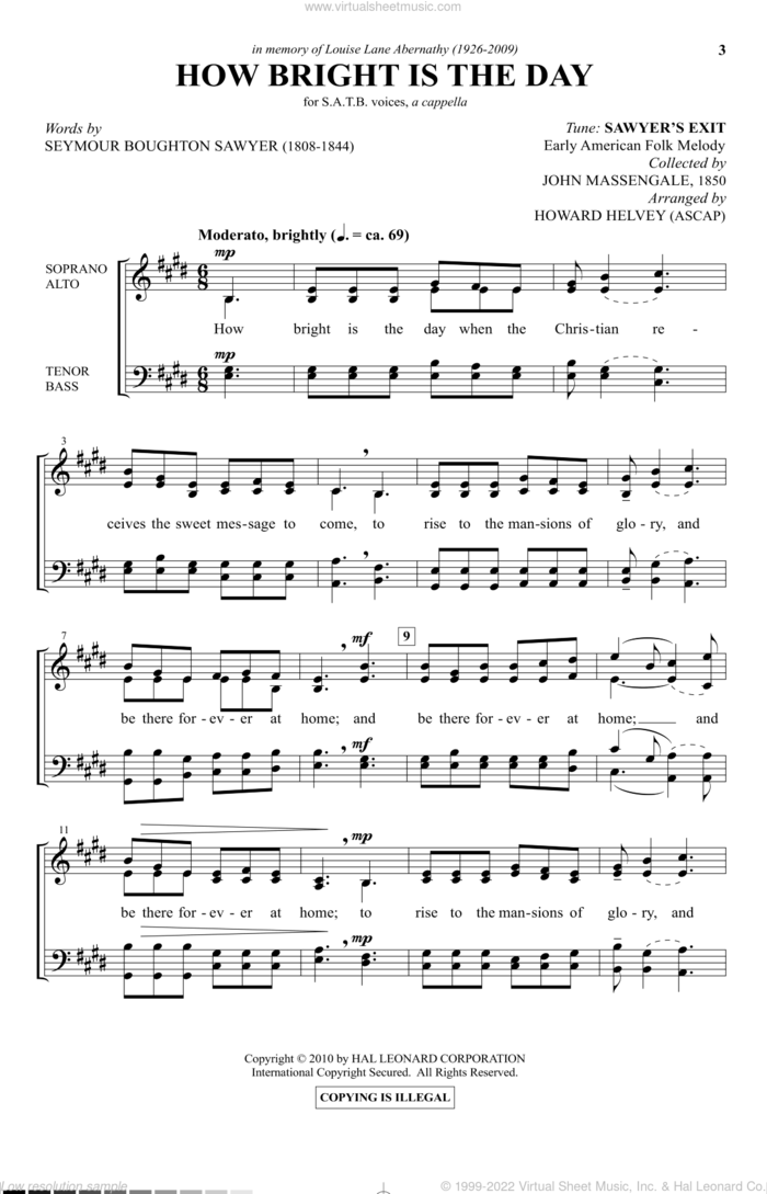 How Bright Is The Day sheet music for choir (SATB: soprano, alto, tenor, bass) by Howard Helvey, intermediate skill level