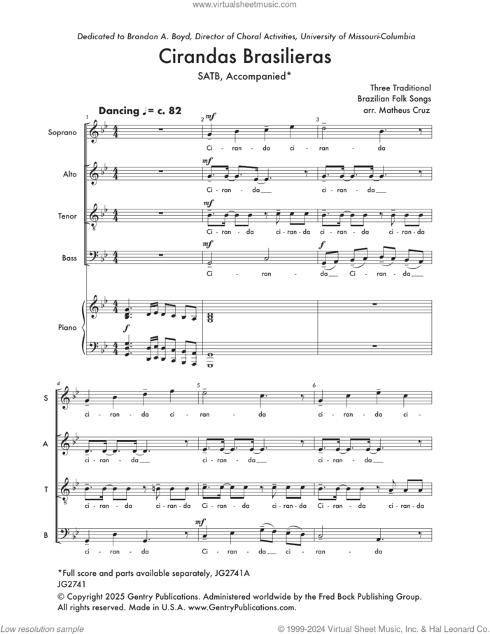 Cirandas Brasileiras sheet music for choir (SATB: soprano, alto, tenor, bass) by Matheus Cruz, intermediate skill level