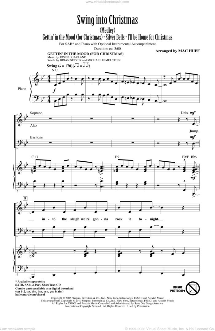 Swing Into Christmas (Medley) sheet music for choir (SAB: soprano, alto, bass) by Mac Huff, intermediate skill level