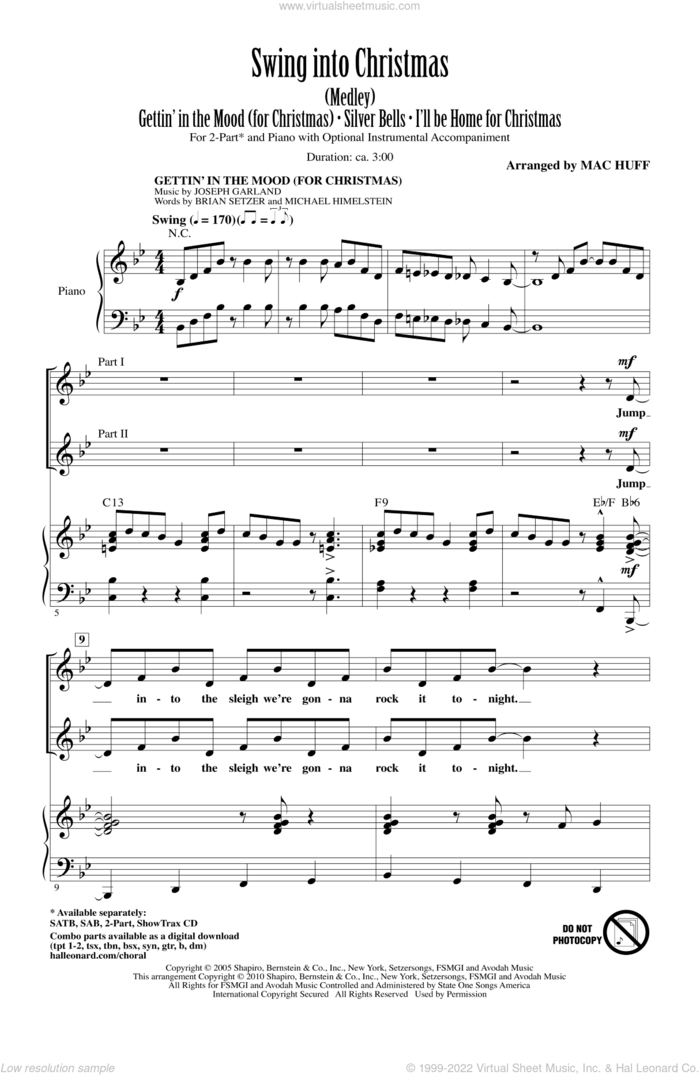 Swing Into Christmas (Medley) sheet music for choir (2-Part) by Mac Huff, intermediate duet