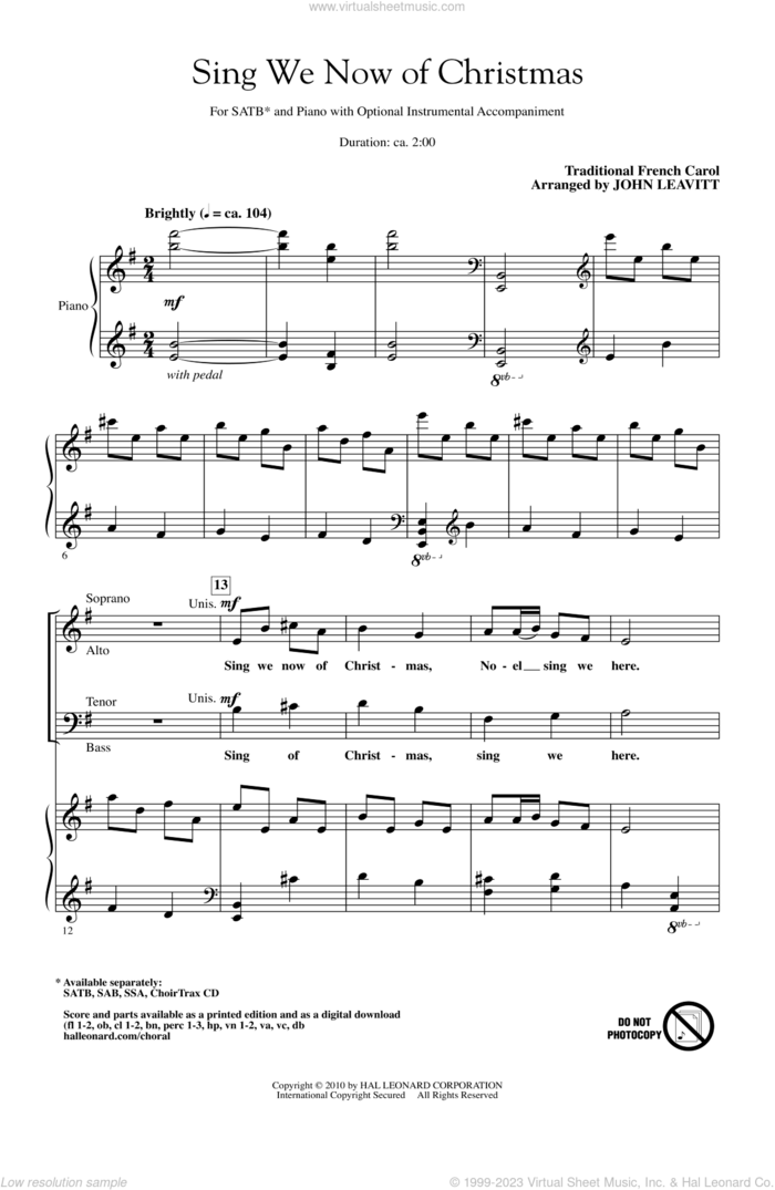 Sing We Now Of Christmas sheet music for choir (SATB: soprano, alto, tenor, bass) by John Leavitt and Miscellaneous, intermediate skill level