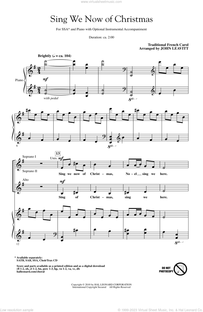 Sing We Now Of Christmas sheet music for choir (SSA: soprano, alto) by John Leavitt and Miscellaneous, intermediate skill level