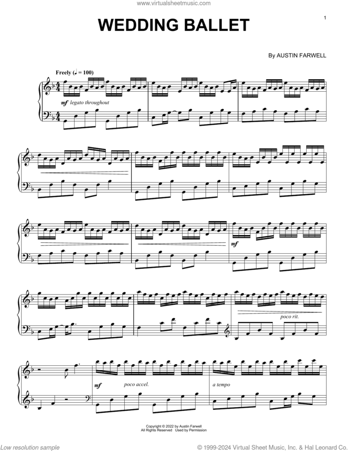 Wedding Ballet sheet music for piano solo by Austin Farwell, classical score, intermediate skill level