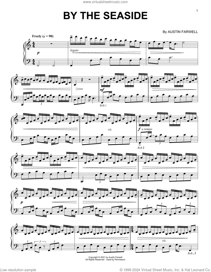 By The Seaside sheet music for piano solo by Austin Farwell, classical score, intermediate skill level