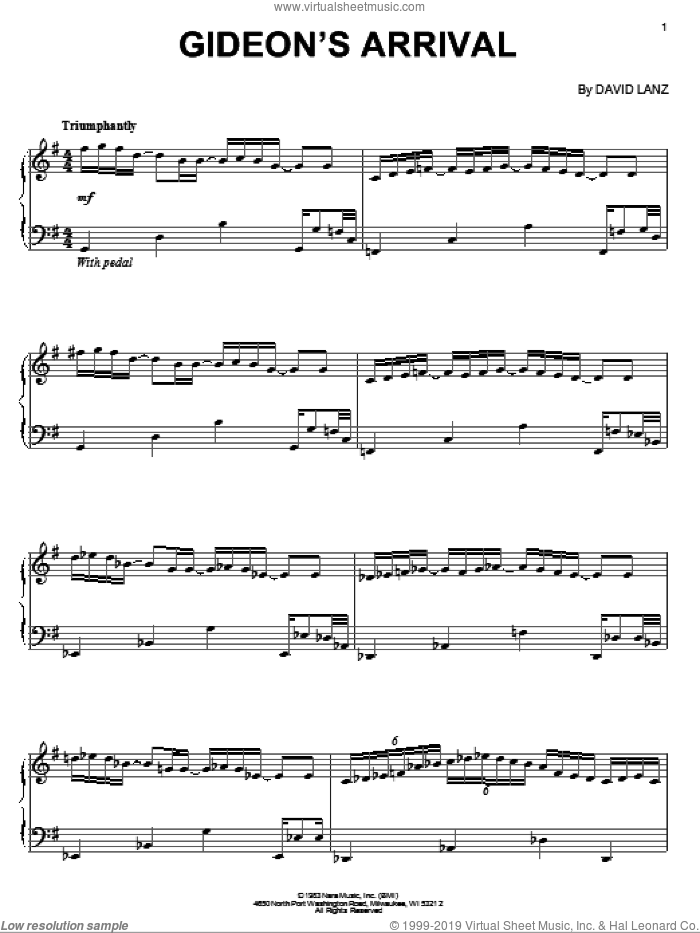 Gideon's Arrival sheet music for piano solo by David Lanz, intermediate skill level